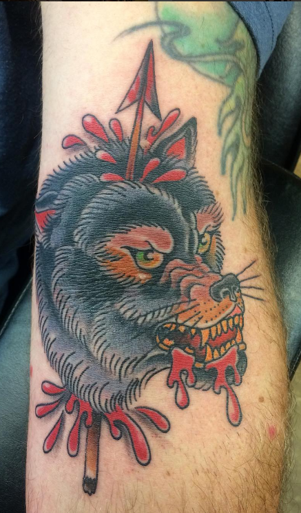 Dave Woodard tattoo wolf