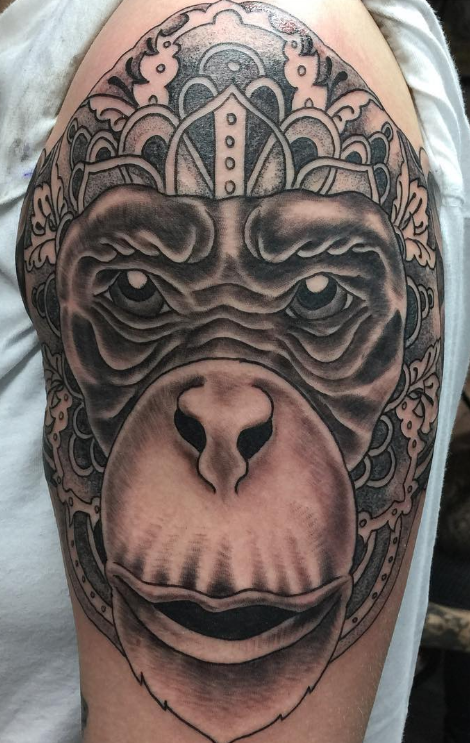 Chip Baskin tattoo monkey ornamental