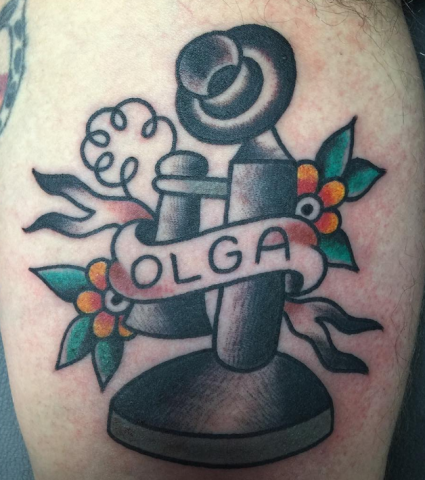 Chip Baskin tattoo old school telephone