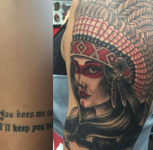 Chip Baskin tattoo indian girl