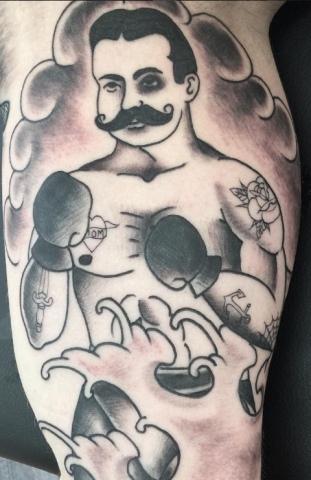 Chip Baskin tattoo boxer old school