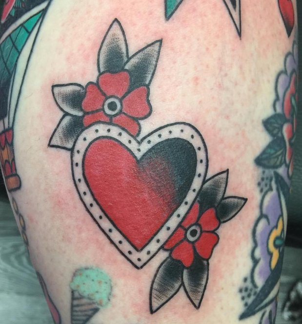 Chip Baskin tattoo heart old school