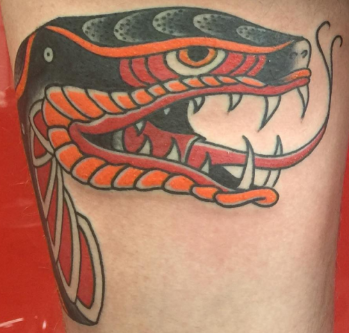 Chip Baskin tattoo snake old school