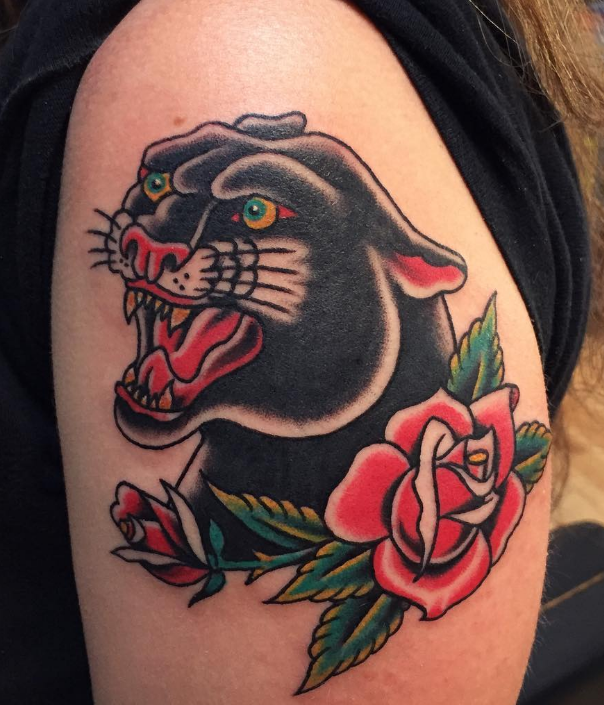 Andy Perez tattoo panther old school