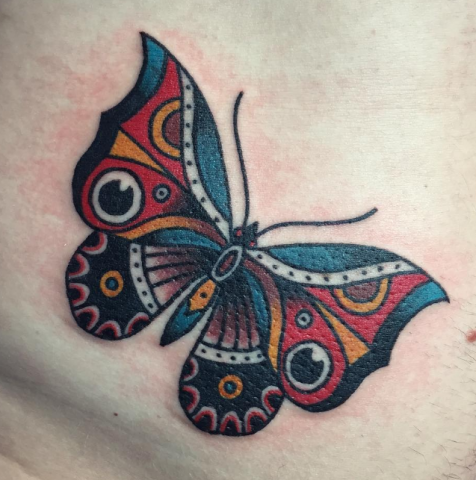 Andy Perez tattoo butterfly old school