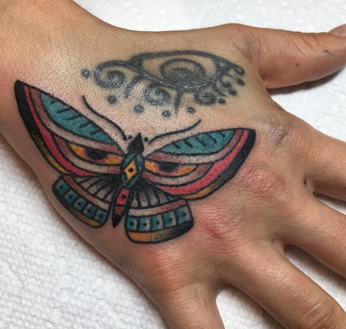 Andy Perez tattoo butterfly old school