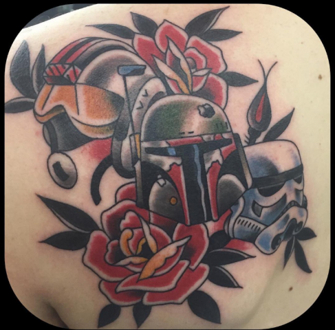 Ben Cheese Ltd Tattoo star wars old school neo traditional boba fett stormtrooper