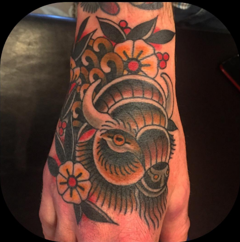 Ben Cheese Ltd Tattoo bull neo traditional hand