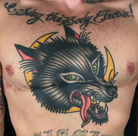 Ross Jones Idle Hand Tattoo old school wolf