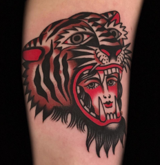 Austin Maples Idle Hand Tattoo tiger old school