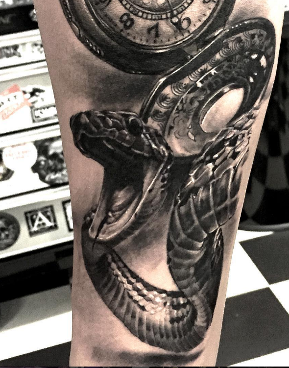Pedro Leon Studio 73 Tattoo black n grey realism snake